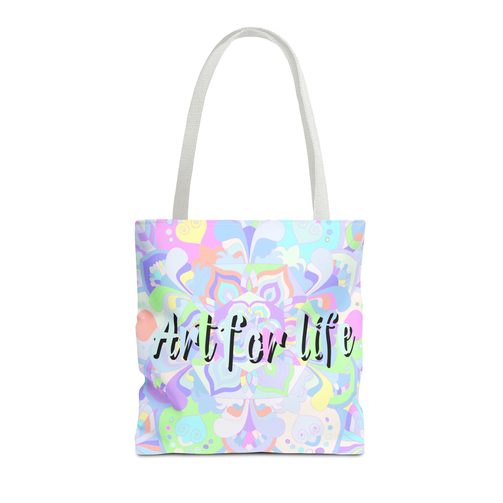 Colorful Mandala Tote Bag with 'Art for Life' Quote, Perfect for Carrying Books, Groceries, and More, a Stylish and Functional Accessory