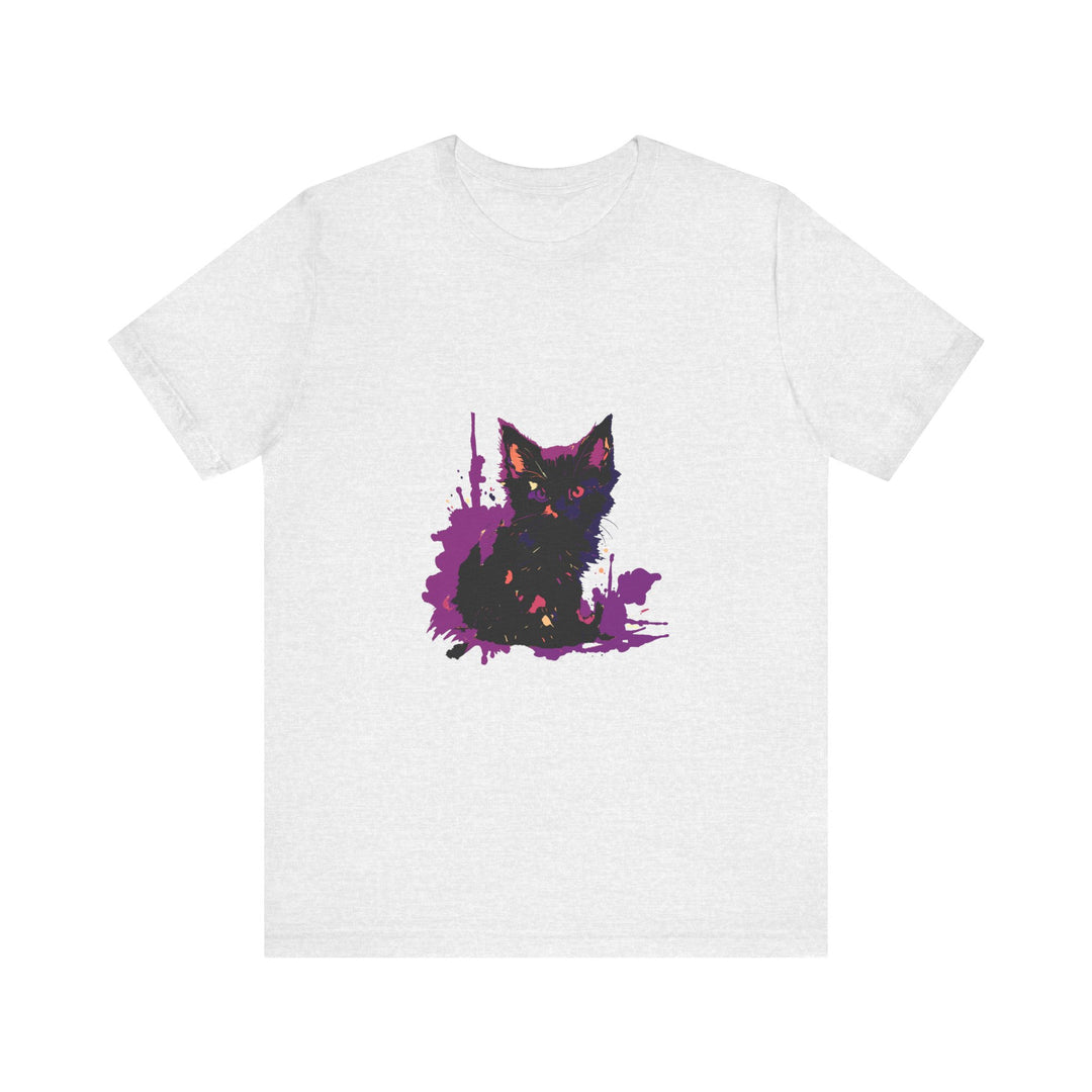 Black Cat Mystery - Purple Paint Splatter T-Shirt