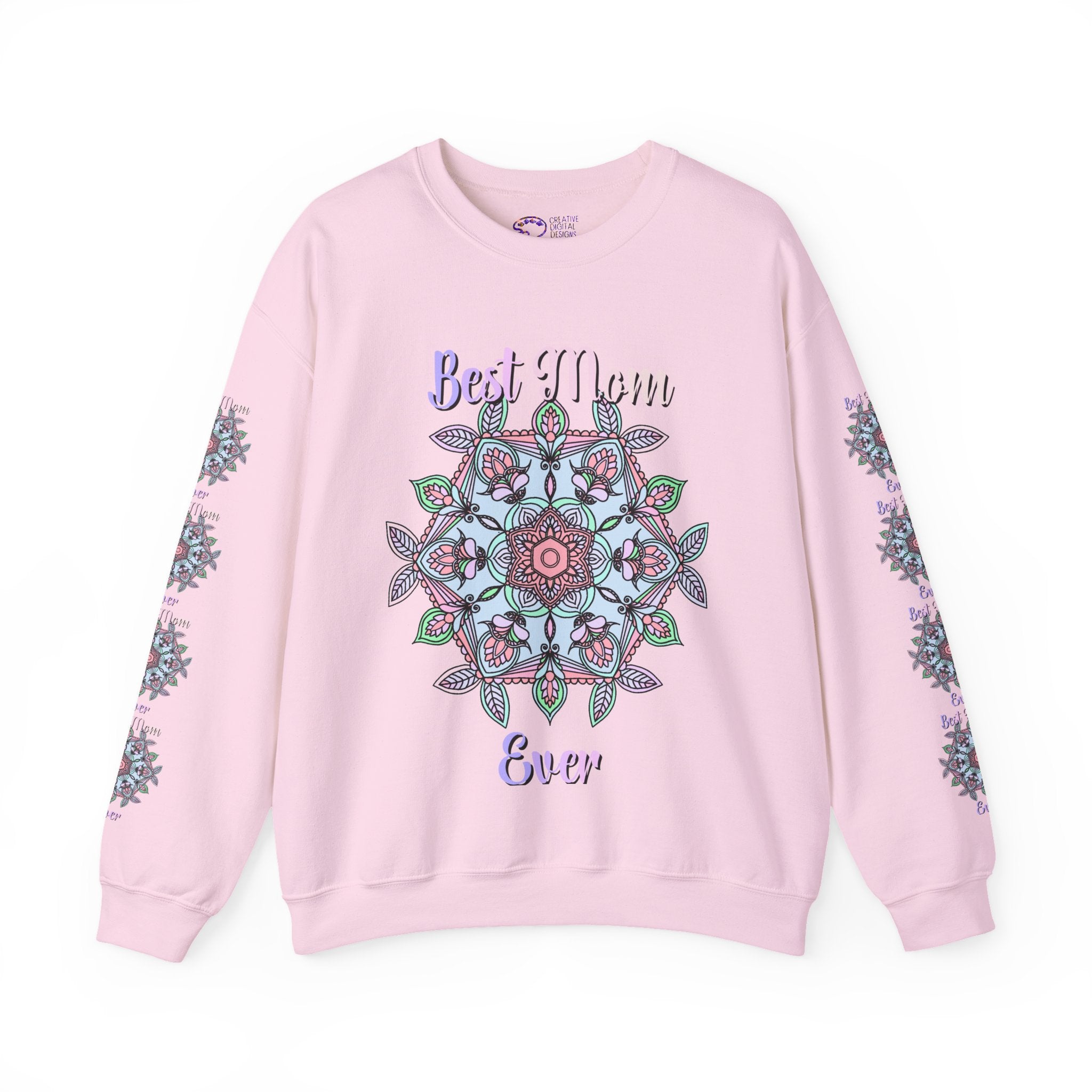 Mandala Art Crewneck Sweatshirt Celebrating Moms in Soft Hues