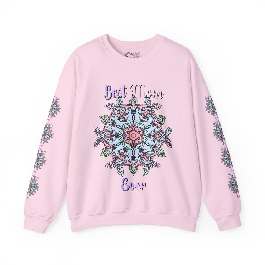 Mandala Art Crewneck Sweatshirt Celebrating Moms in Soft Hues