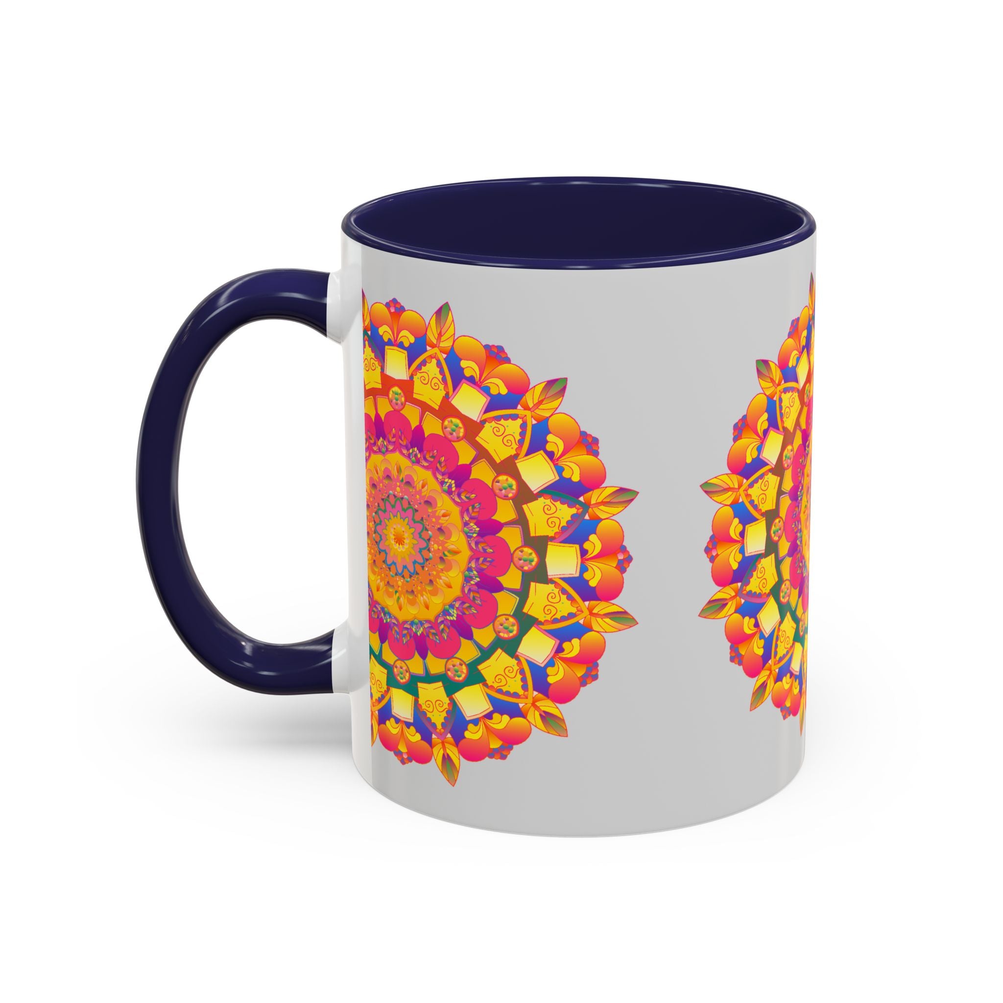 Grey Mug featuring Exquisite Mandala Design in Vibrant Colors