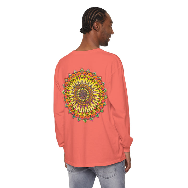 Intricate Mandala Unisex Long Sleeve T-Shirt featuring a detailed, symmetrical design