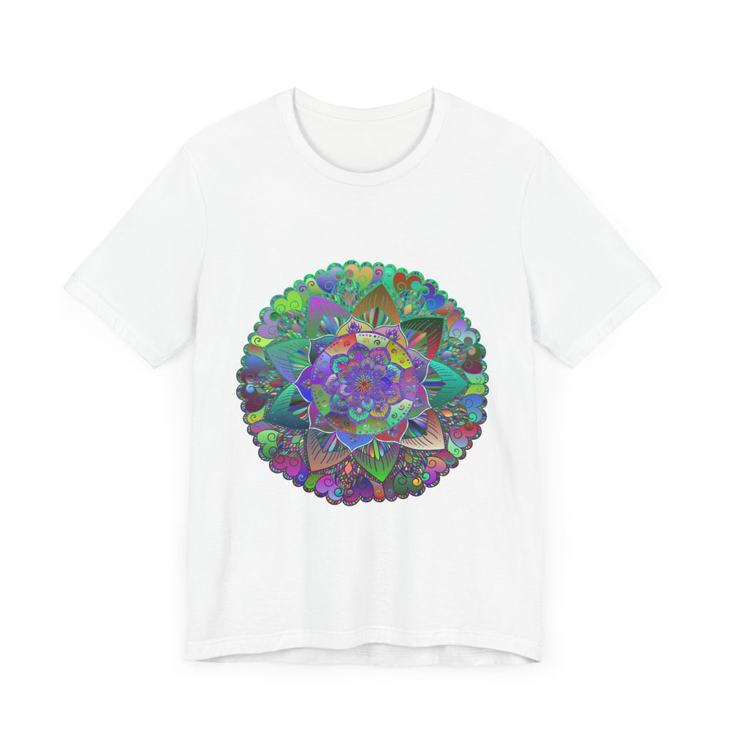 Vibrant Mandala Tee showcasing a colorful and psychedelic design, perfect for adding a pop of color to your wardrobe