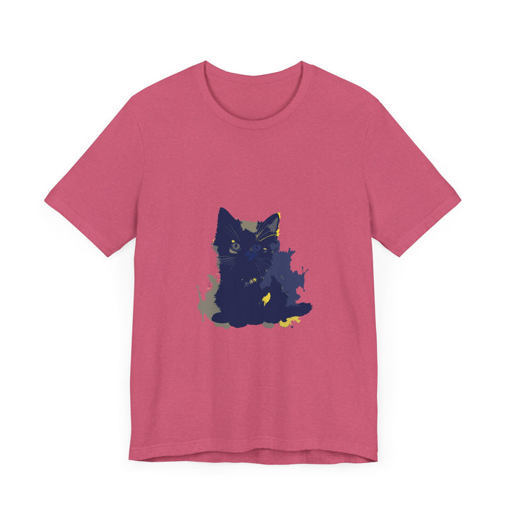 Midnight Blue Cat Mystery T-Shirt, a stylish and comfortable shirt featuring a mysterious cat design on a deep blue background