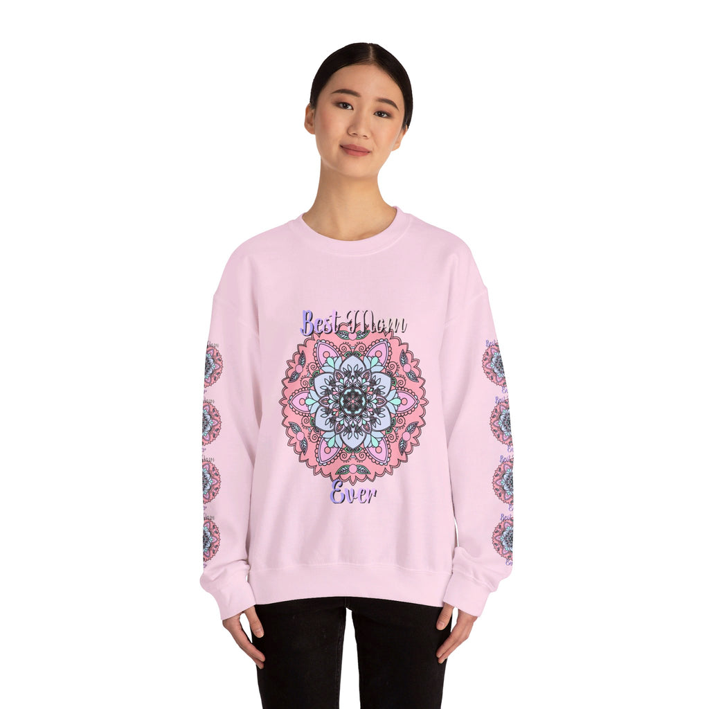 Unisex heavy blend crewneck sweatshirt with 'Best Mom Ever' design, ideal birthday gift for moms