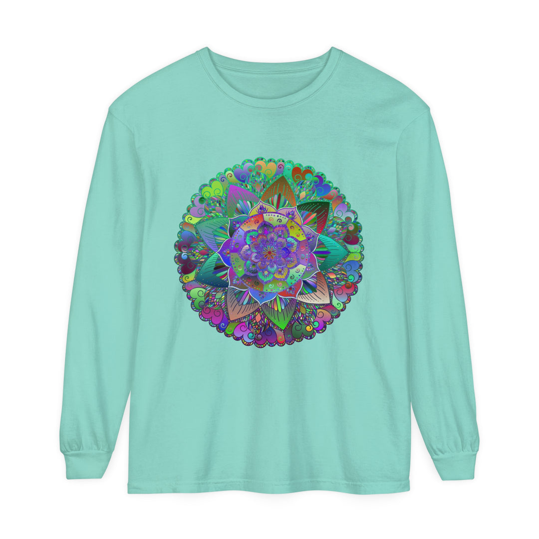 Colorful and intricate mandala design long sleeve unisex t-shirt