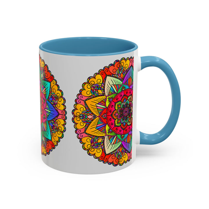 Beautiful and vibrant mandala art mug featuring a colorful and intricate design