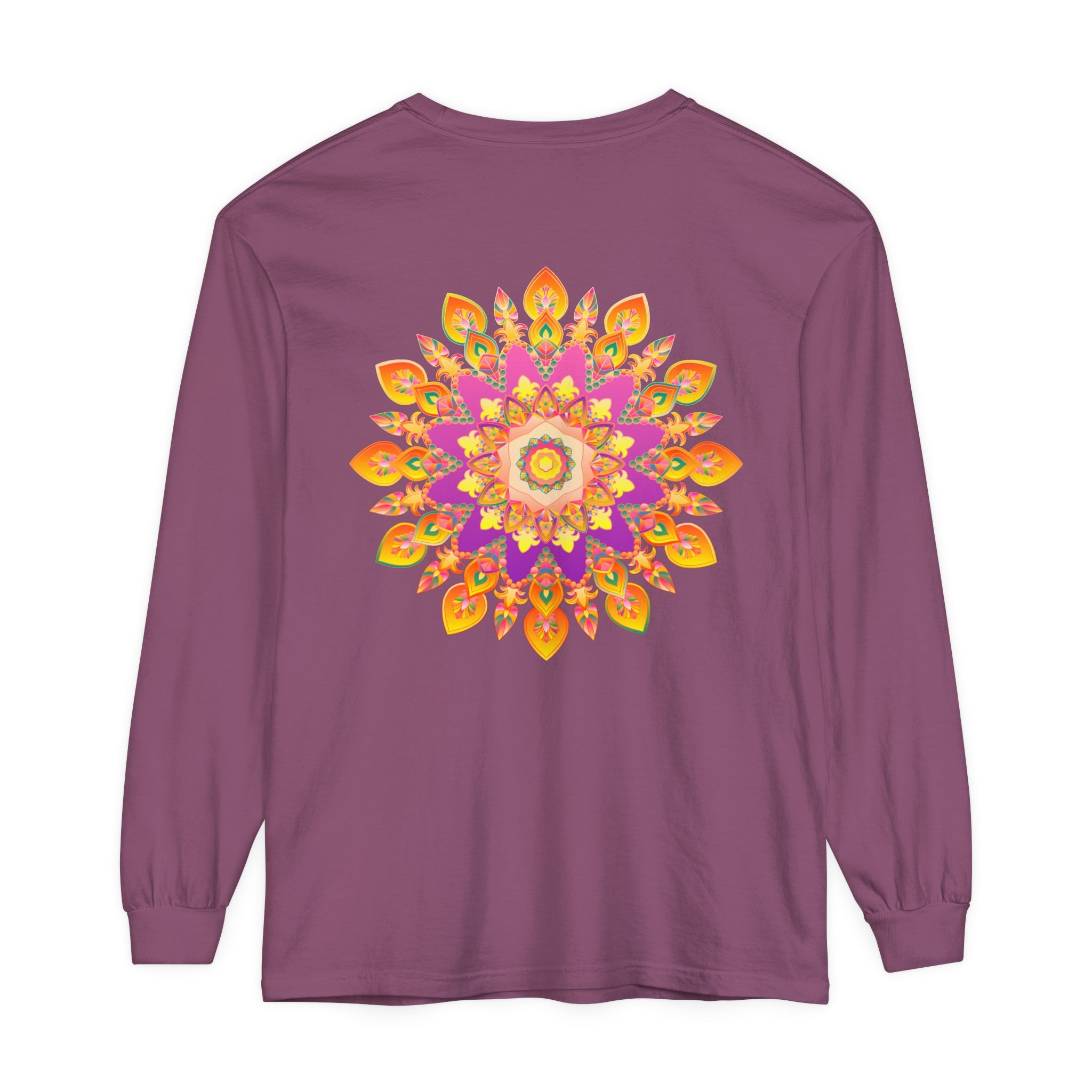 Colorful and intricately designed mandala long sleeve t-shirt for anyone to wear