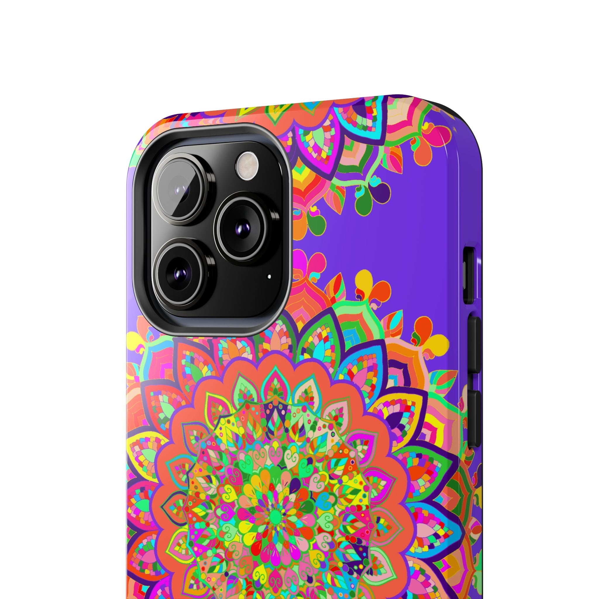 Purple hand drawn mandala art phone case for stylish phone protection