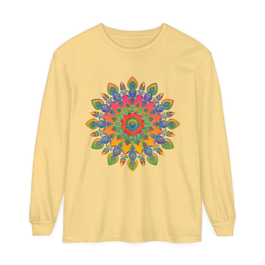 Colorful and intricate mandala design long sleeve t-shirt for men and women