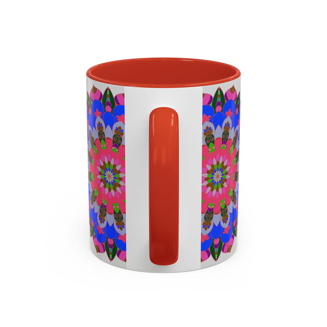 Colorful mandala mug featuring intricate design with vibrant and eye-catching patterns