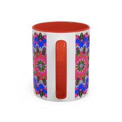 Colorful mandala mug featuring intricate design with vibrant and eye-catching patterns