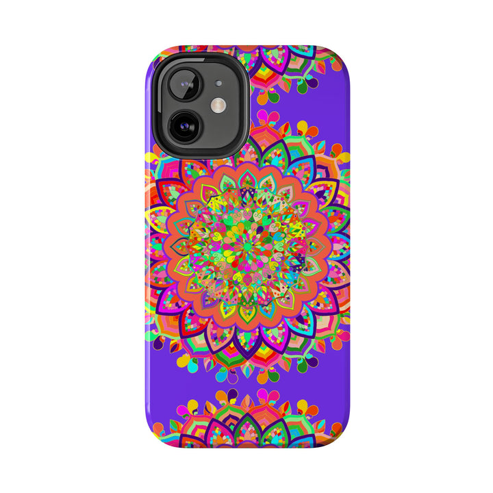 Beautiful hand drawn purple Mandala Art phone case for stylish protection