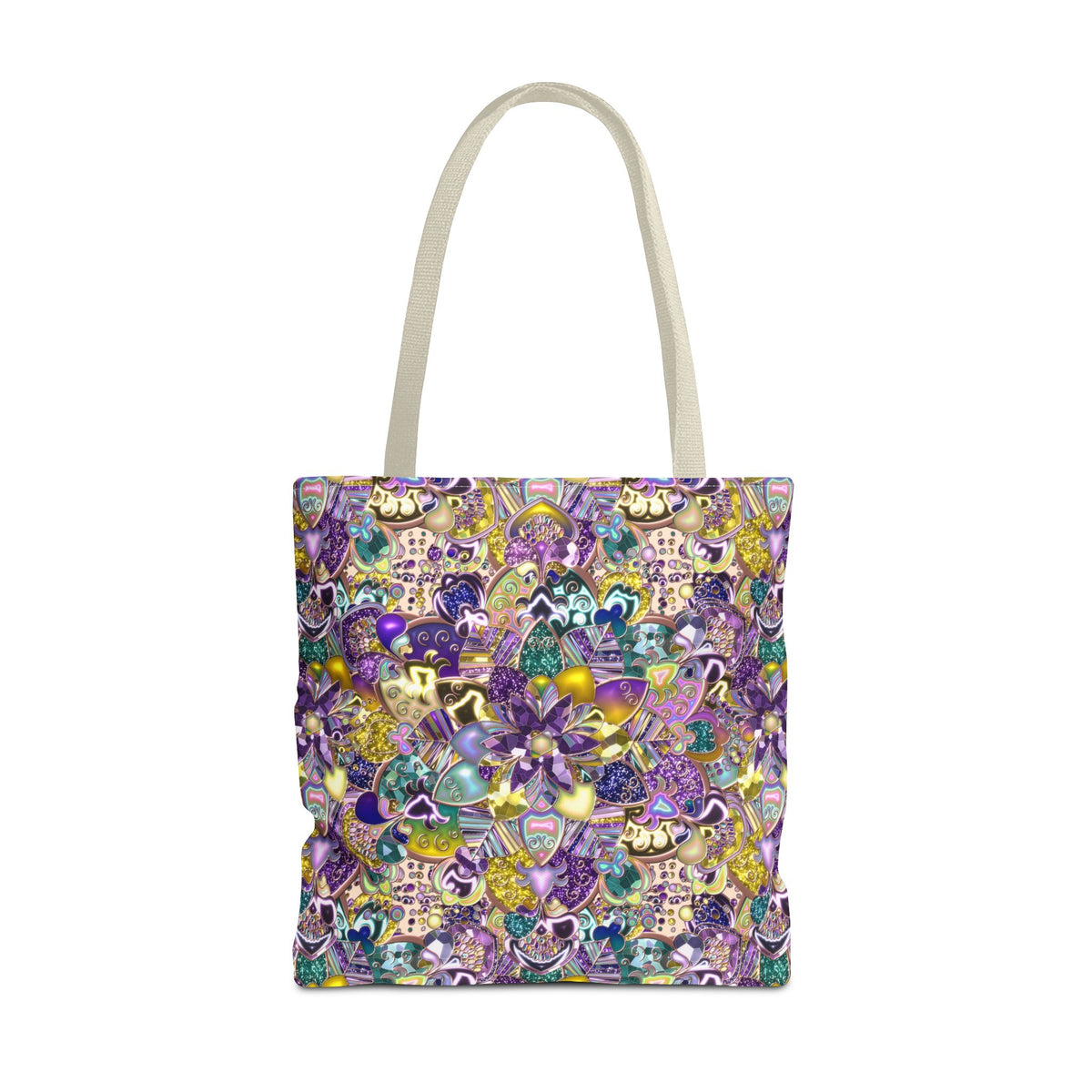 Colorful Purple Floral Pattern Tote Bag