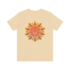 A beautiful vibrant mandala tee shirt featuring spiritual symbols for peace and harmony, perfect for expressing your inner tranquility and positive energy