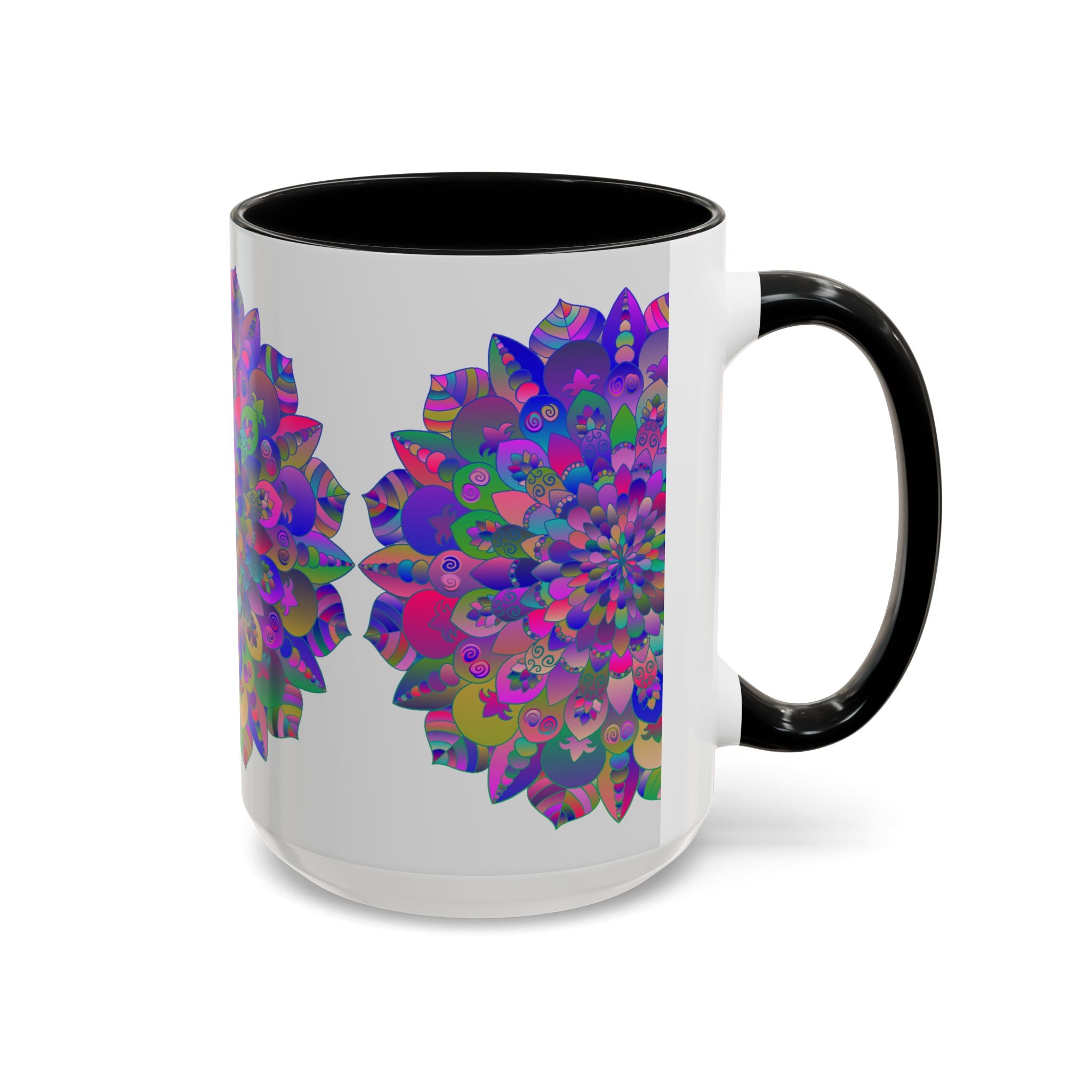 Beautiful and symbolic mandala design on an oversized coffee cup