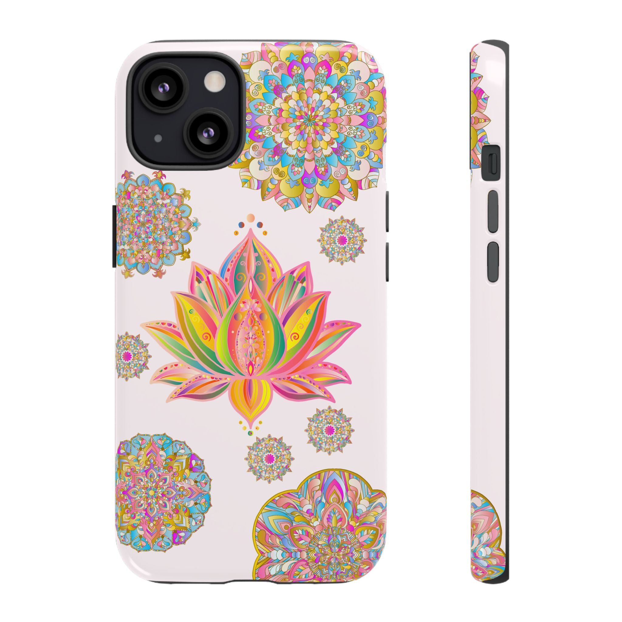 Beautiful light pink lotus flower mandala design phone case for protection and style