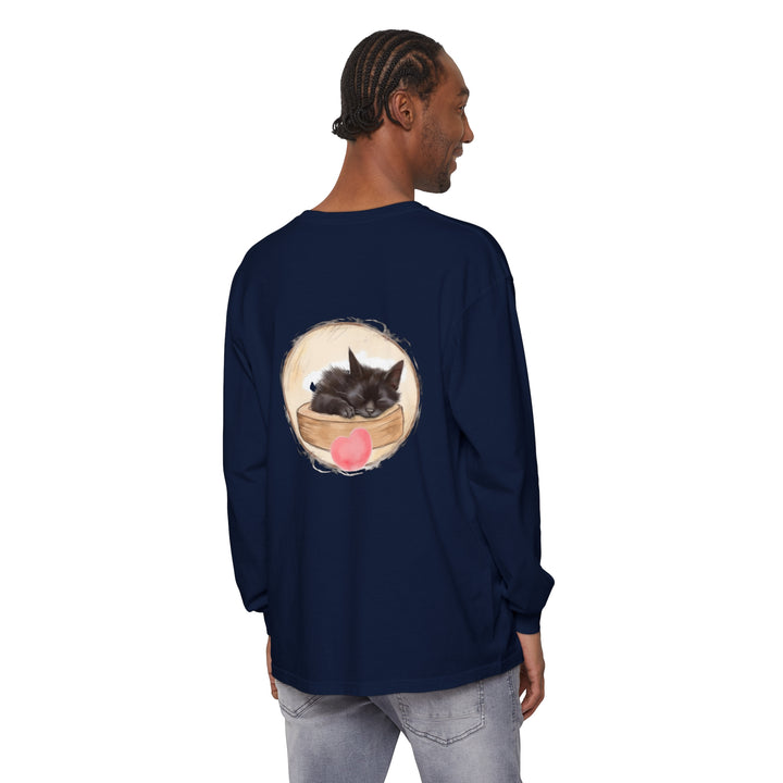 Adorable unisex t-shirt featuring a sleeping kitten design perfect for bedtime