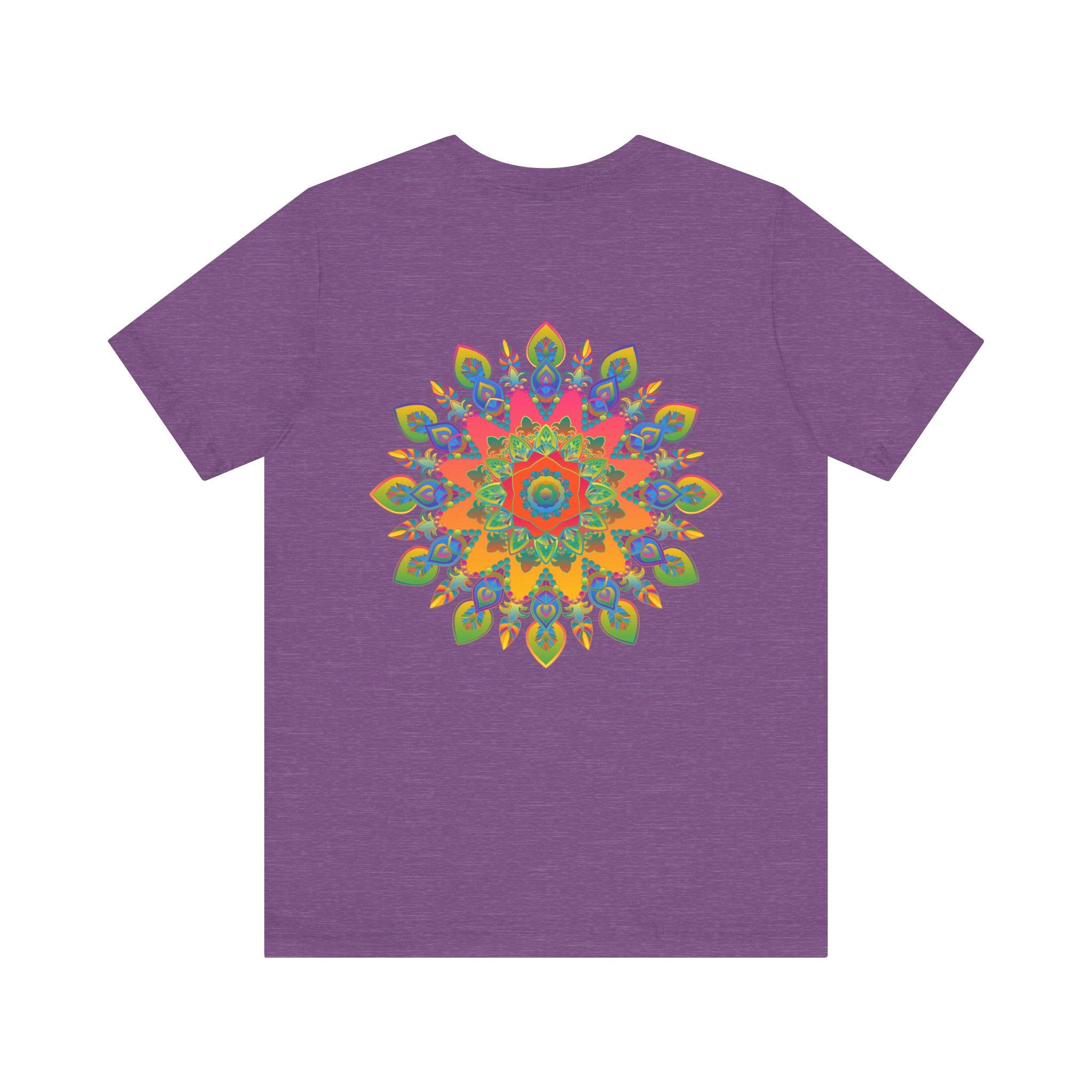 Colorful psychedelic mandala t-shirt with spiritual peace design for men and women