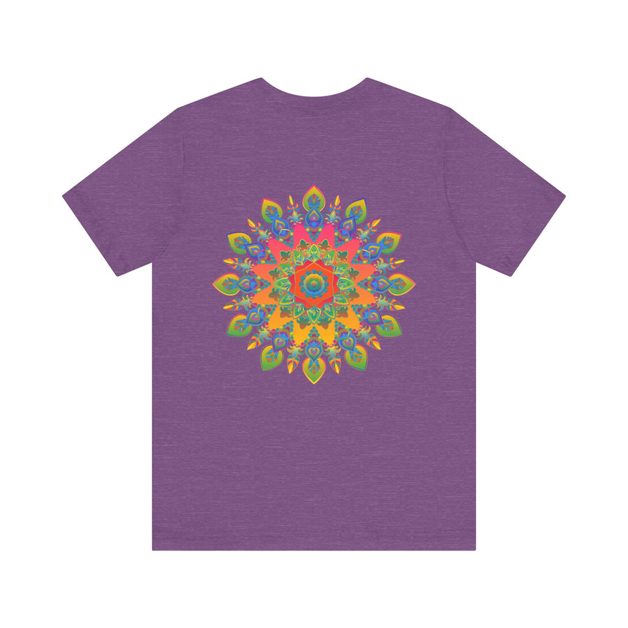 Colorful psychedelic mandala t-shirt with spiritual peace design for men and women