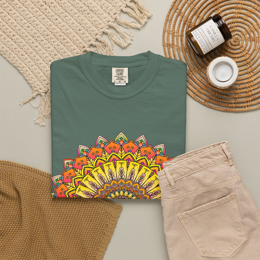 Sunburst Mandala T-Shirt — Vibrant Floral Boho Graphic Tee