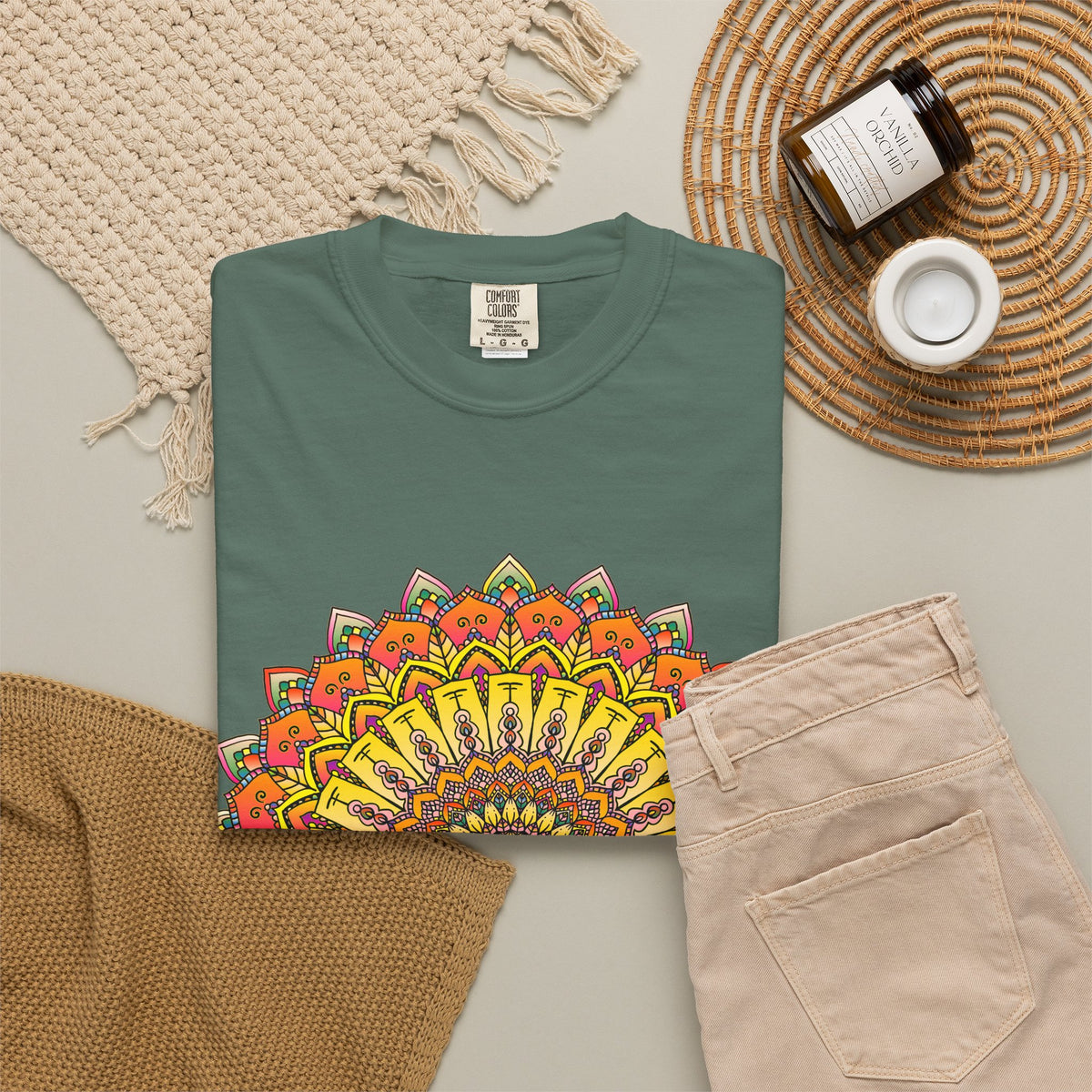 Sunburst Mandala T-Shirt — Vibrant Floral Boho Graphic Tee