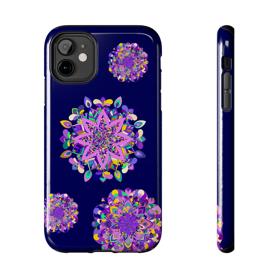 Hand drawn mandala art purple shades phone case with durable and shock absorbent features for stylish protection