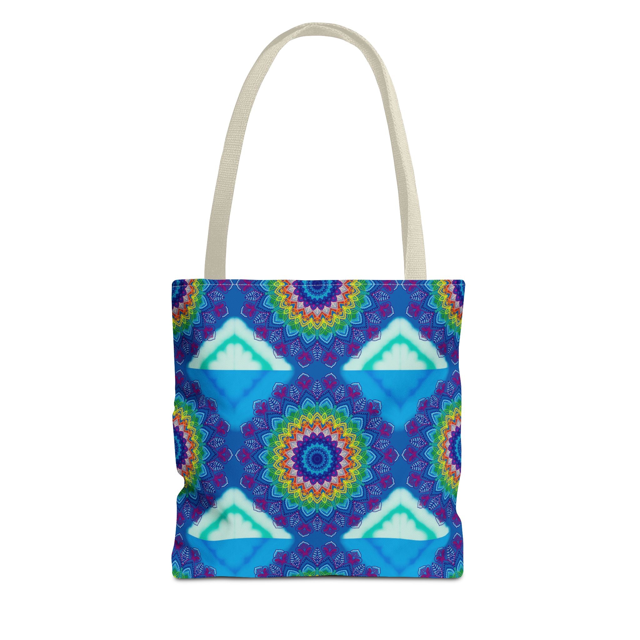 Vibrant and intricately designed colorful mandala tote bag with beautiful patterns