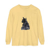 Black Cat Watercolor Long Sleeve T-Shirt with vibrant watercolor cat design