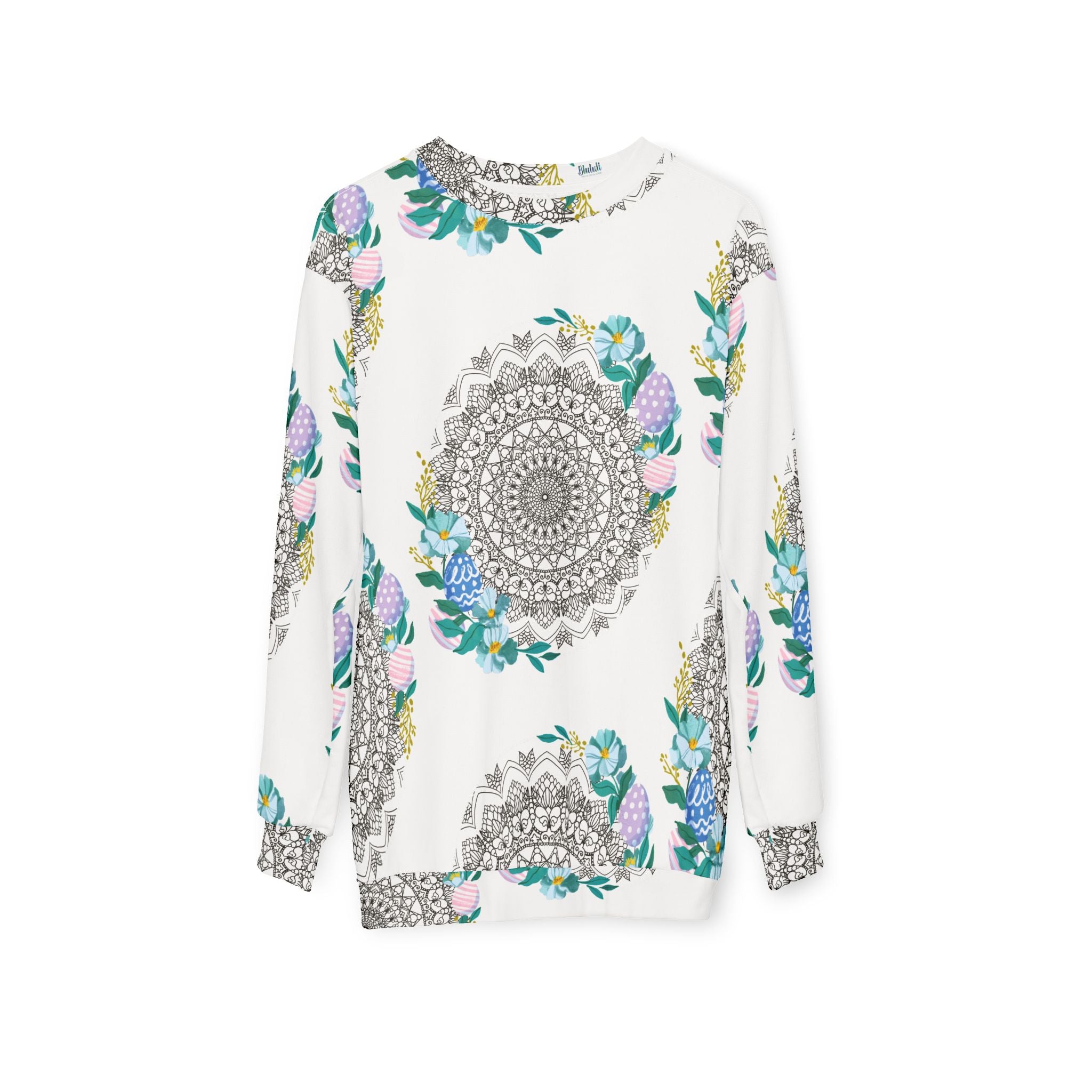 Easter Mandala Sweatshirt — Pastel Floral Egg Lineart