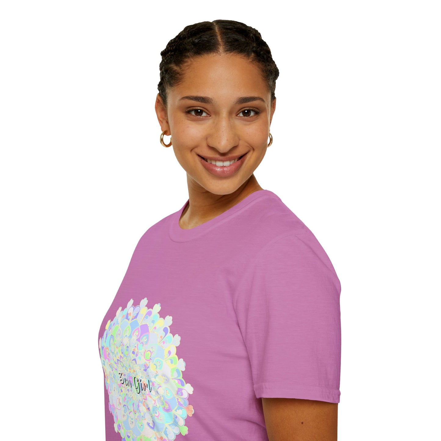 A colorful mandala t-shirt with a unique and intricate design