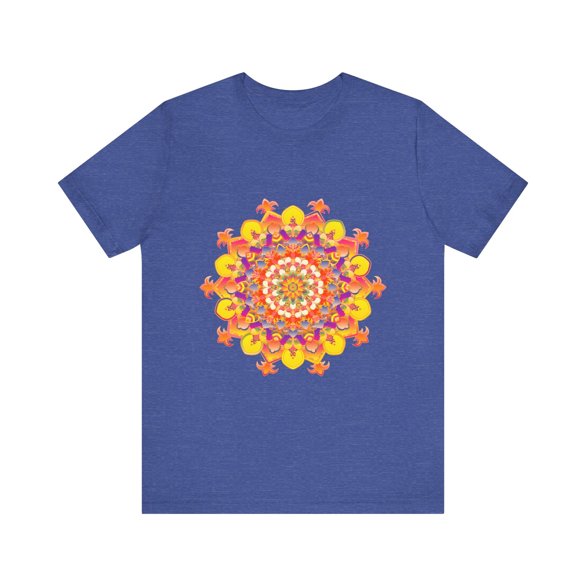 Vibrant Mandala Tee featuring a colorful and intricate design inspired by traditional Indian artwork, perfect for adding a pop of color to your wardrobe