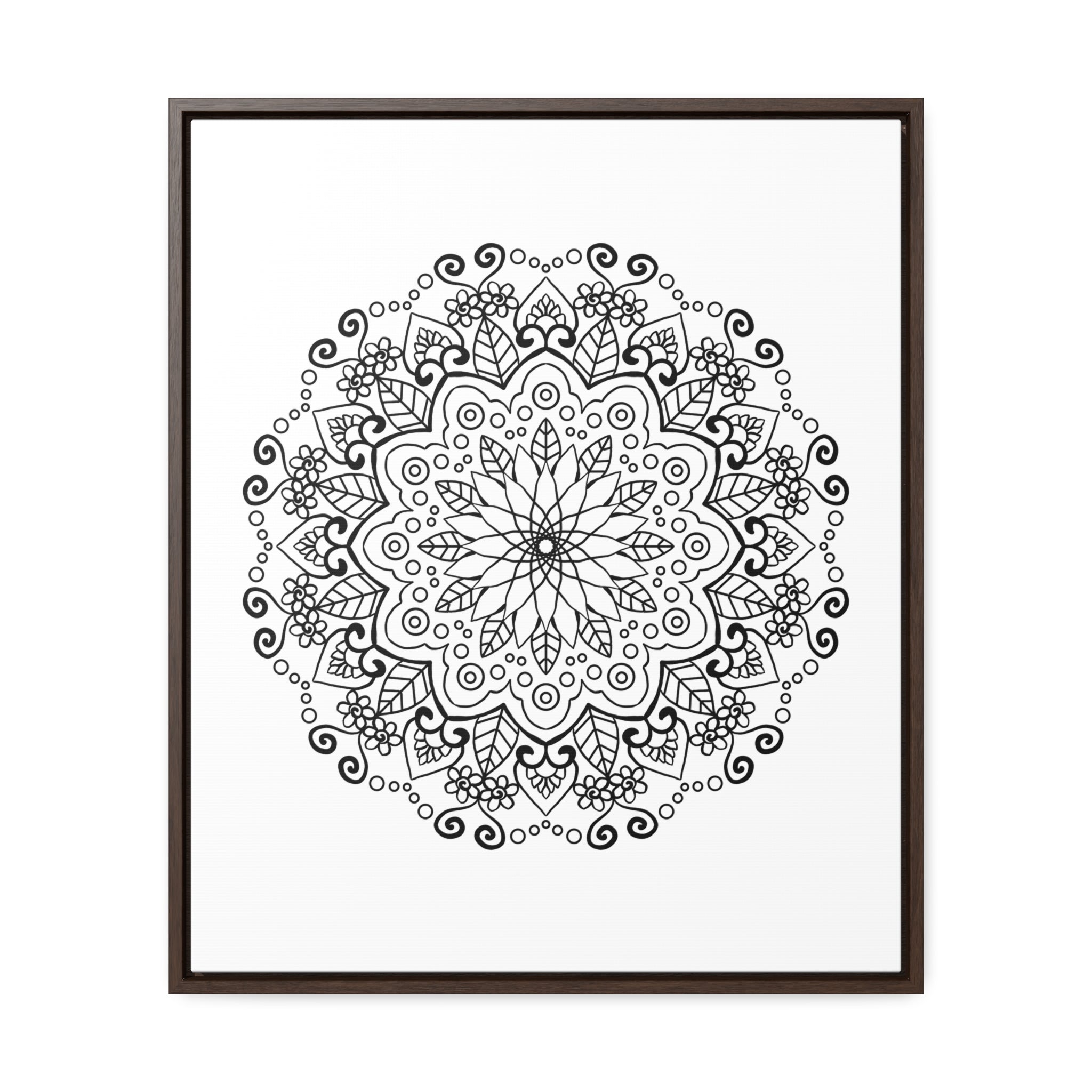 Beautiful handcrafted black and white mandala art on gallery canvas wraps