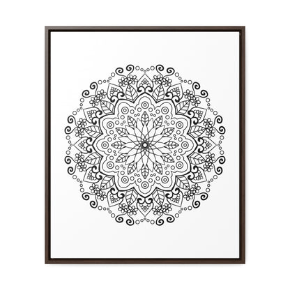 Beautiful handcrafted black and white mandala art on gallery canvas wraps