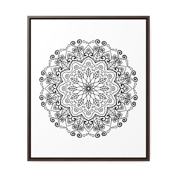 Beautiful handcrafted black and white mandala art on gallery canvas wraps