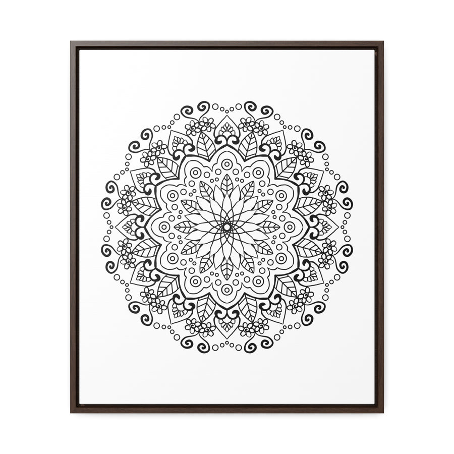 Beautiful handcrafted black and white mandala art on gallery canvas wraps