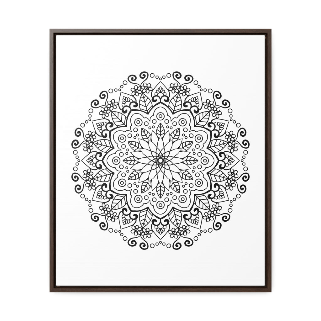 Beautiful handcrafted black and white mandala art on gallery canvas wraps