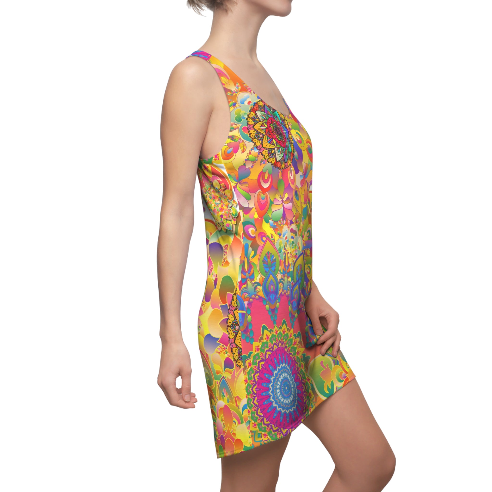 Psychedelic Floral Mandala Racerback Dress