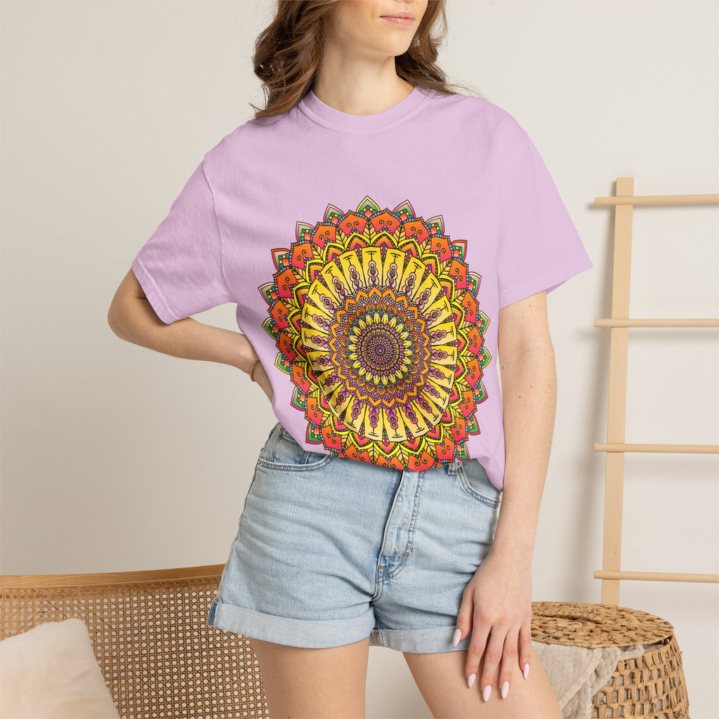 Sunburst Mandala T-Shirt — Vibrant Floral Boho Graphic Tee