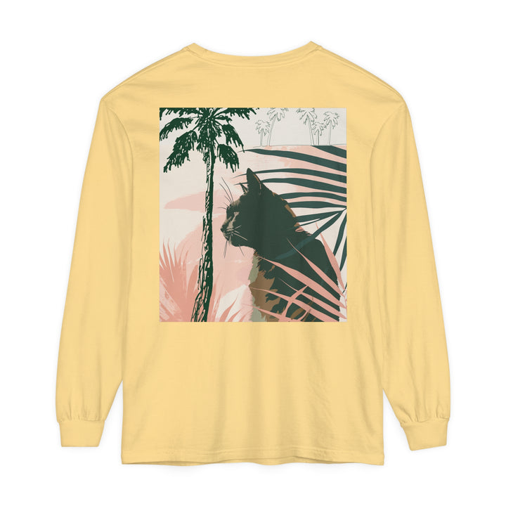 Black Cat Jungle Long Sleeve T-Shirt for jungle-themed fashion alt text 45