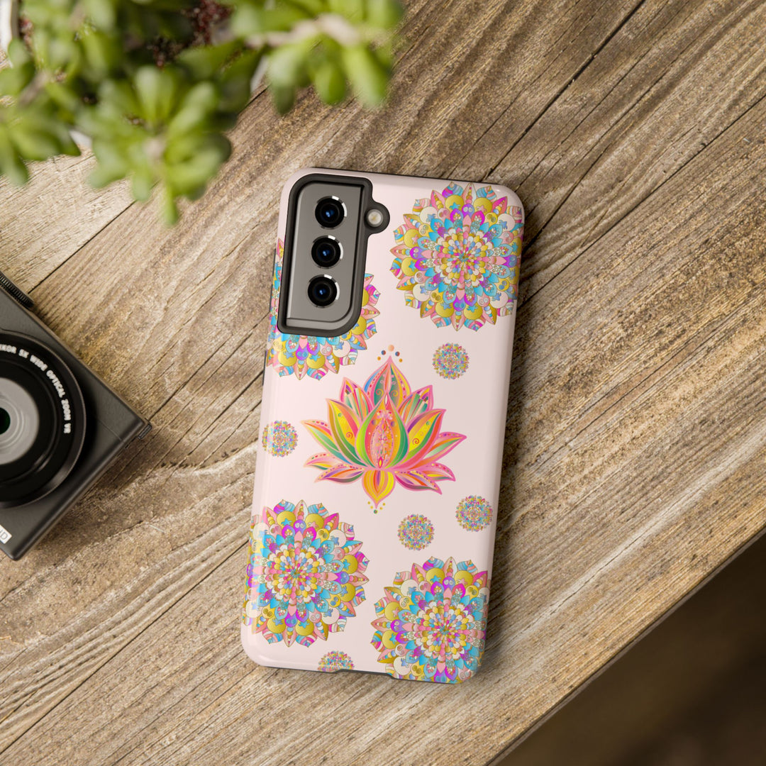 Light pink lotus flower mandala design phone case for stylish protection