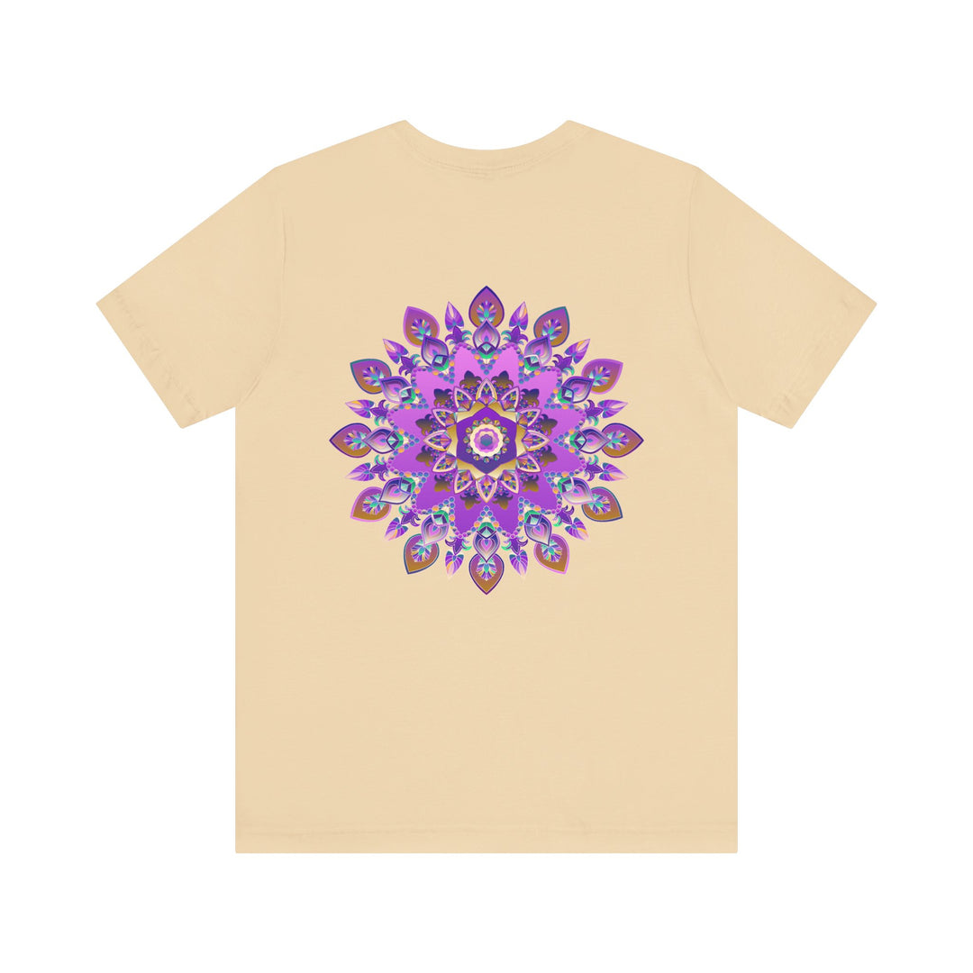 Elegant purple t-shirt featuring a spiritual mandala design for inner peace