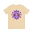 Elegant purple t-shirt featuring a spiritual mandala design for inner peace