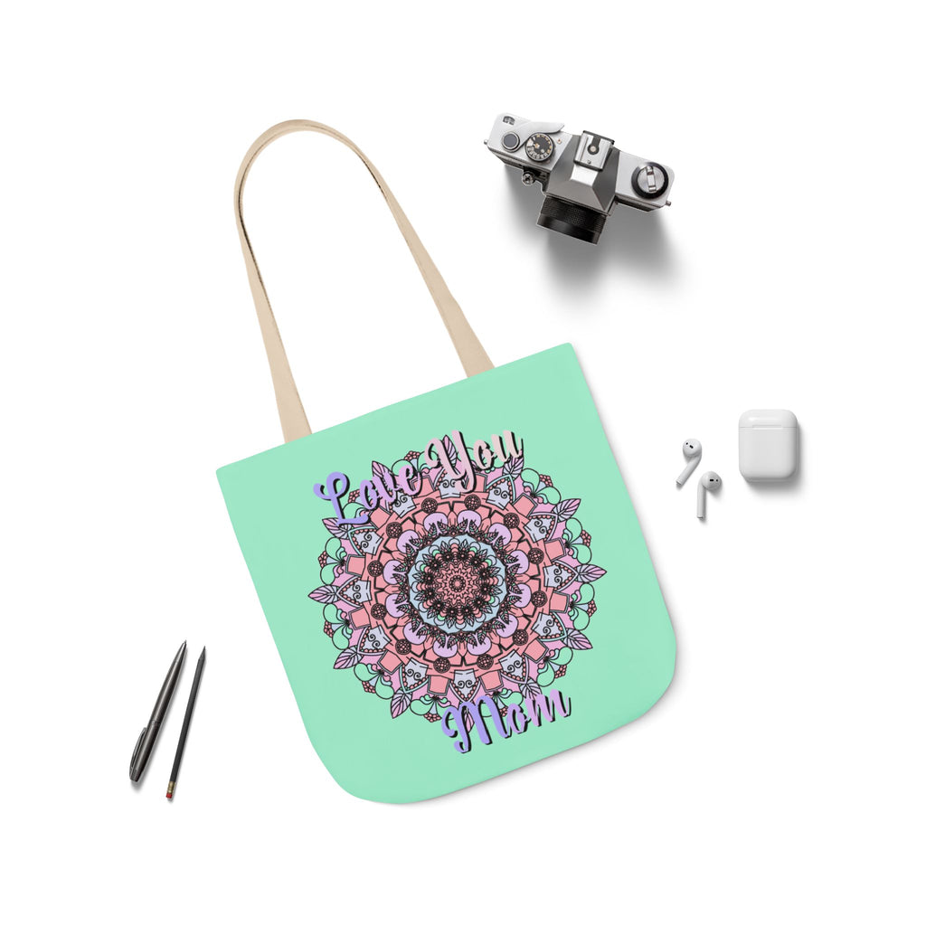 Mandala 'Love You Mom' Canvas Tote — Floral Mother's Day Gift Bag