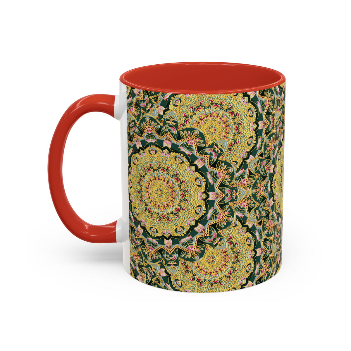 Mandala Floral Coffee Mug – Bohemian Botanical Ceramic Cup
