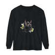 Black Cat Watercolor Splash Long Sleeve T-Shirt with vibrant and artistic feline design