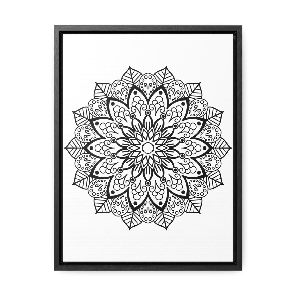 Mandala Handmade Art - Black & White Wall Art - Gallery Canvas Wraps, Vertical Frame - Beautiful intricate mandala design on high-quality canvas wrap