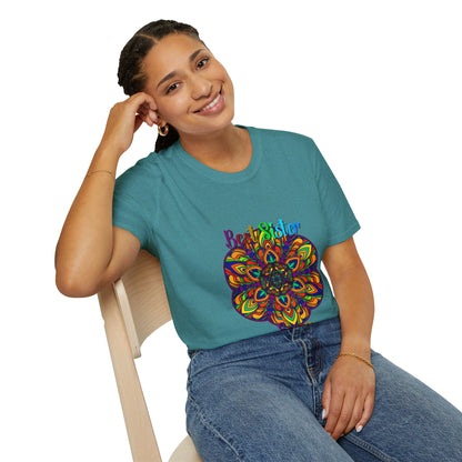 Mandala Art Gift for Sister Unisex Softstyle T-Shirt - Hand-Drawn Design featuring intricate mandala artwork perfect for gifting to a loved one