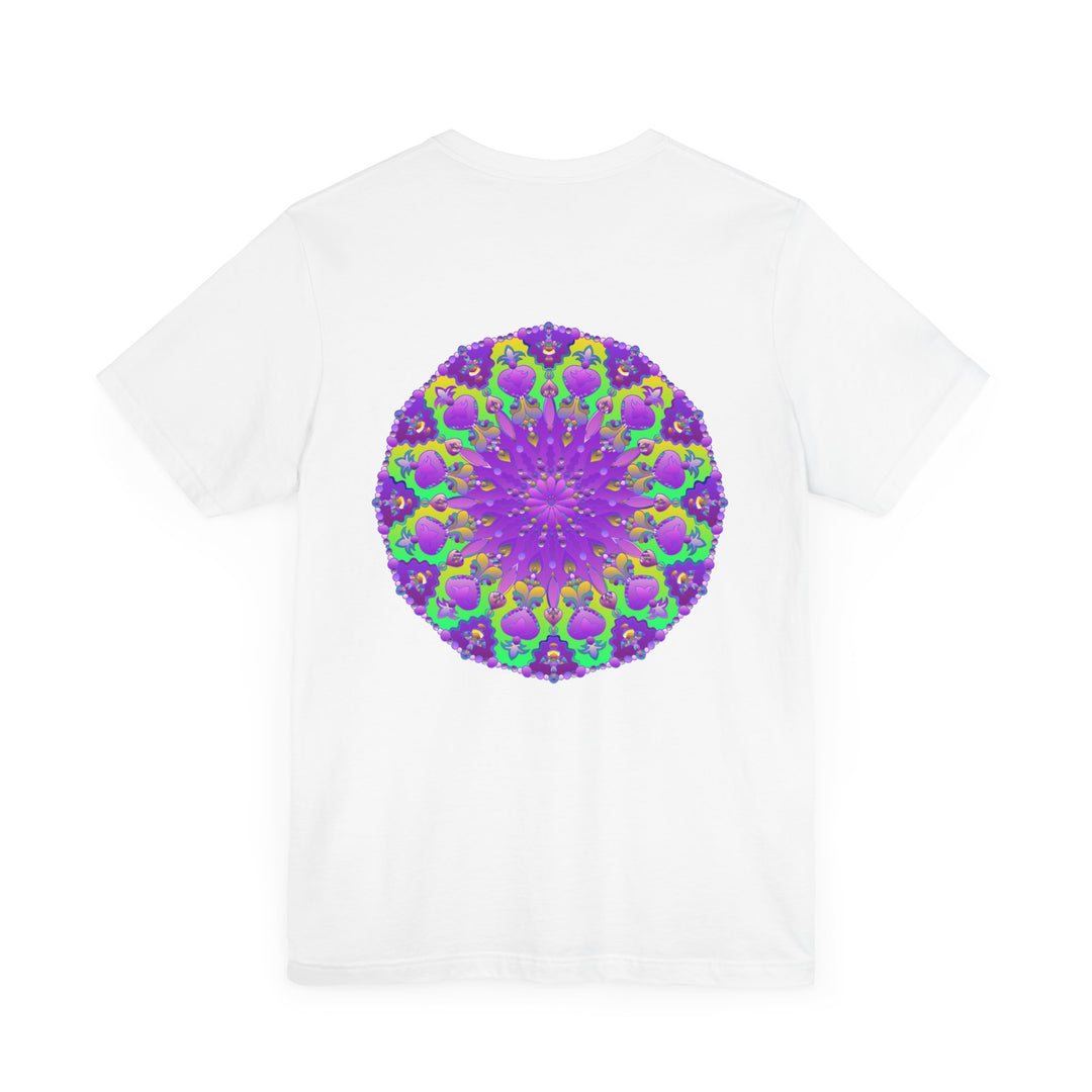 Beautiful purple mandala tee featuring spiritual symbols for peace and harmony