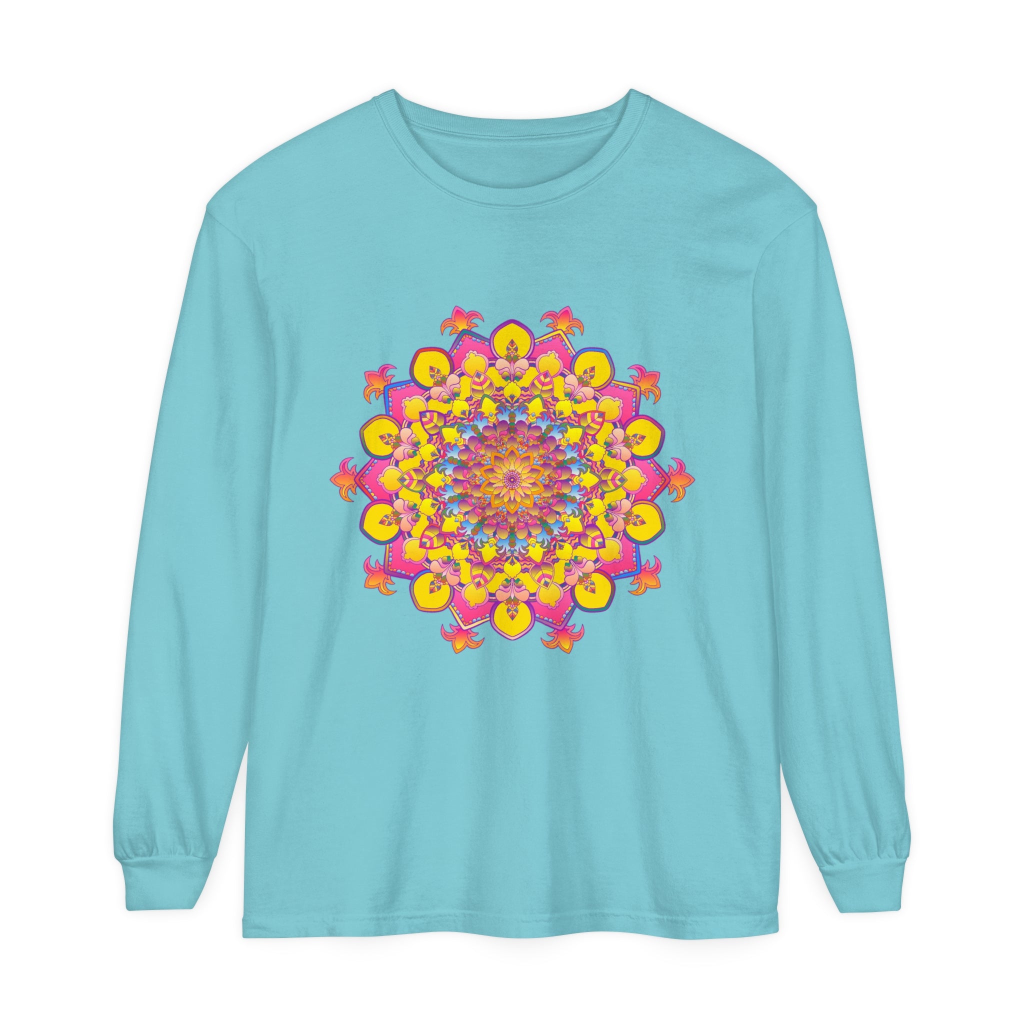 Colorful mandala design long sleeve t-shirt for both men and women